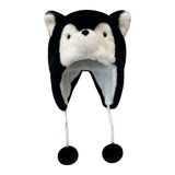 Maxbell Husky Plush Hat with Ear Flaps Cute Cosplay Costume Cap Cartoon Animal Black