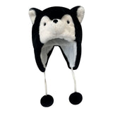 Maxbell Husky Plush Hat with Ear Flaps Cute Cosplay Costume Cap Cartoon Animal Black