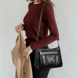 Maxbell Soft PU Leather Shoulder Bag Shopping Bag Multi Pockets Lady Casual Satchel