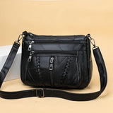 Maxbell Soft PU Leather Shoulder Bag Shopping Bag Multi Pockets Lady Casual Satchel