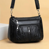 Maxbell Soft PU Leather Shoulder Bag Shopping Bag Multi Pockets Lady Casual Satchel