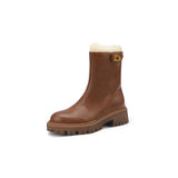 Maxbell Women's Winter Boots Zipper Closure Ankle Booties Casual Non Slip Shoes 35 Brown