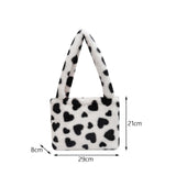 Maxbell Fashion Hobo Plush Bag Tote Pouch Purse Heart Shoulder Bag for Vacation Black