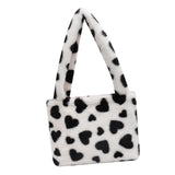 Maxbell Fashion Hobo Plush Bag Tote Pouch Purse Heart Shoulder Bag for Vacation Black