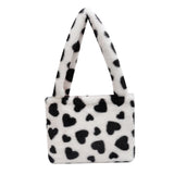 Maxbell Fashion Hobo Plush Bag Tote Pouch Purse Heart Shoulder Bag for Vacation Black