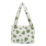 Maxbell Fashion Hobo Plush Bag Tote Pouch Purse Heart Shoulder Bag for Vacation Green