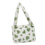 Maxbell Fashion Hobo Plush Bag Tote Pouch Purse Heart Shoulder Bag for Vacation Green