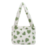 Maxbell Fashion Hobo Plush Bag Tote Pouch Purse Heart Shoulder Bag for Vacation Green