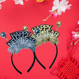 Maxbell 2023 Happy New Year Headband Unisex Hair Hoop for Birthday Holiday Child Aureate