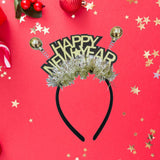 Maxbell 2023 Happy New Year Headband Unisex Hair Hoop for Birthday Holiday Child Aureate