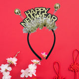 Maxbell 2023 Happy New Year Headband Unisex Hair Hoop for Birthday Holiday Child Aureate