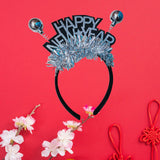 Maxbell 2023 Happy New Year Headband Unisex Hair Hoop for Birthday Holiday Child Argent