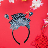 Maxbell 2023 Happy New Year Headband Unisex Hair Hoop for Birthday Holiday Child Argent