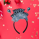 Maxbell 2023 Happy New Year Headband Unisex Hair Hoop for Birthday Holiday Child Argent