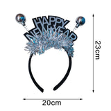 Maxbell 2023 Happy New Year Headband Unisex Hair Hoop for Birthday Holiday Child Argent