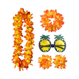 Maxbell Hawaiian Necklace Costume Set Beach Womens Fancy Dress Dress Decor Headband Orange