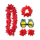 Maxbell Hawaiian Necklace Costume Set Beach Womens Fancy Dress Dress Decor Headband Red