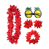 Maxbell Hawaiian Necklace Costume Set Beach Womens Fancy Dress Dress Decor Headband Red