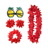 Maxbell Hawaiian Necklace Costume Set Beach Womens Fancy Dress Dress Decor Headband Red