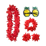 Maxbell Hawaiian Necklace Costume Set Beach Womens Fancy Dress Dress Decor Headband Red