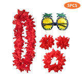 Maxbell Hawaiian Necklace Costume Set Beach Womens Fancy Dress Dress Decor Headband Red