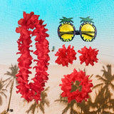 Maxbell Hawaiian Necklace Costume Set Beach Womens Fancy Dress Dress Decor Headband Red