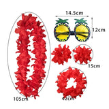 Maxbell Hawaiian Necklace Costume Set Beach Womens Fancy Dress Dress Decor Headband Red