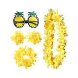 Maxbell Hawaiian Necklace Costume Set Beach Womens Fancy Dress Dress Decor Headband Yellow