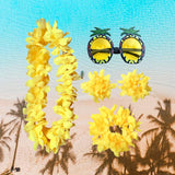 Maxbell Hawaiian Necklace Costume Set Beach Womens Fancy Dress Dress Decor Headband Yellow
