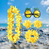 Maxbell Hawaiian Necklace Costume Set Beach Womens Fancy Dress Dress Decor Headband Yellow