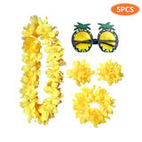 Maxbell Hawaiian Necklace Costume Set Beach Womens Fancy Dress Dress Decor Headband Yellow
