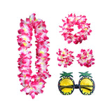 Maxbell Hawaiian Necklace Costume Set Beach Womens Fancy Dress Dress Decor Headband Rose Red
