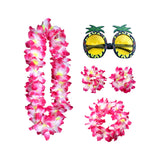 Maxbell Hawaiian Necklace Costume Set Beach Womens Fancy Dress Dress Decor Headband Rose Red
