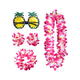 Maxbell Hawaiian Necklace Costume Set Beach Womens Fancy Dress Dress Decor Headband Rose Red