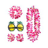Maxbell Hawaiian Necklace Costume Set Beach Womens Fancy Dress Dress Decor Headband Rose Red