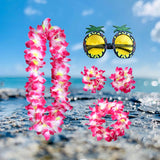 Maxbell Hawaiian Necklace Costume Set Beach Womens Fancy Dress Dress Decor Headband Rose Red