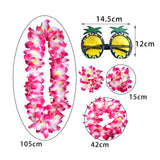 Maxbell Hawaiian Necklace Costume Set Beach Womens Fancy Dress Dress Decor Headband Rose Red