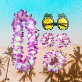 Maxbell Hawaiian Necklace Costume Set Beach Womens Fancy Dress Dress Decor Headband Violet