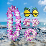 Maxbell Hawaiian Necklace Costume Set Beach Womens Fancy Dress Dress Decor Headband Violet