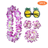 Maxbell Hawaiian Necklace Costume Set Beach Womens Fancy Dress Dress Decor Headband Violet
