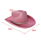 Maxbell Sparkly Glitter Cowboy Hat Wide Brim Cowgirl Hat Headwear for Carnival Pink