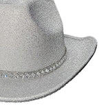 Maxbell Sparkly Glitter Cowboy Hat Wide Brim Cowgirl Hat Headwear for Carnival White