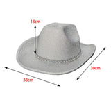 Maxbell Sparkly Glitter Cowboy Hat Wide Brim Cowgirl Hat Headwear for Carnival White