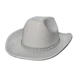 Maxbell Sparkly Glitter Cowboy Hat Wide Brim Cowgirl Hat Headwear for Carnival White