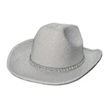 Maxbell Sparkly Glitter Cowboy Hat Wide Brim Cowgirl Hat Headwear for Carnival White