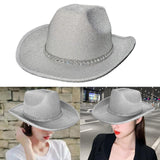 Maxbell Sparkly Glitter Cowboy Hat Wide Brim Cowgirl Hat Headwear for Carnival White