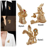 Maxbell Alloy Rabbit Brooch Breastpin Jewelry Bunny Lapel Pin for Coat Backpacks Hat StyleA