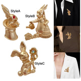 Maxbell Alloy Rabbit Brooch Breastpin Jewelry Bunny Lapel Pin for Coat Backpacks Hat StyleA