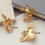 Maxbell Alloy Rabbit Brooch Breastpin Jewelry Bunny Lapel Pin for Coat Backpacks Hat StyleA