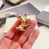 Maxbell Alloy Rabbit Brooch Breastpin Jewelry Bunny Lapel Pin for Coat Backpacks Hat StyleD